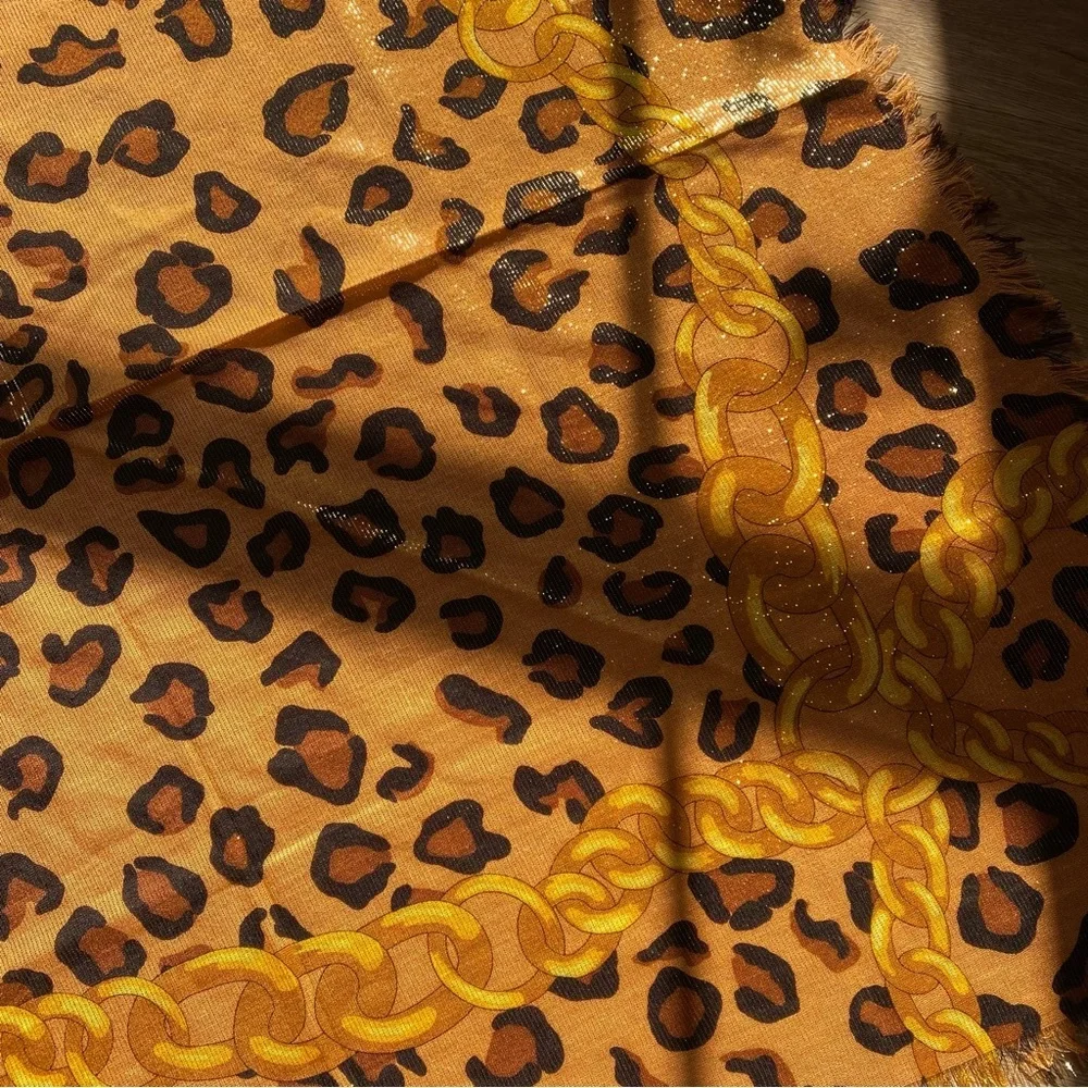 St. John Knits Silk Scarf - Leopard/Chain Print 33